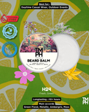 TM PH Beard Balm packaging with green floral design and product details.