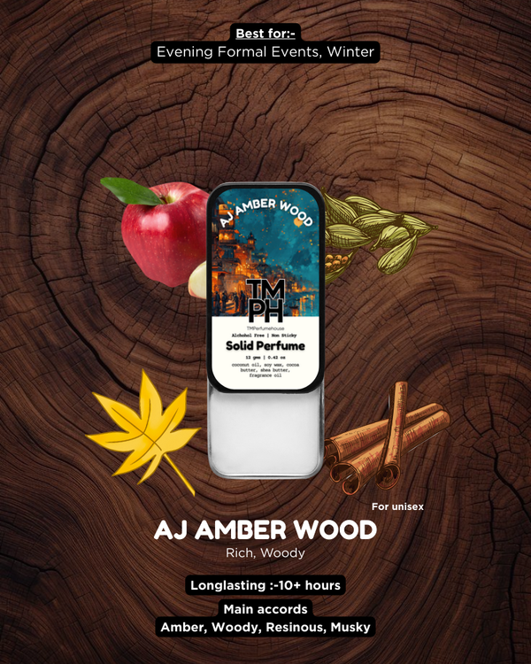 AJ Amber Wood Solid Perfume – A Deep, Magnetic & Plush Scent