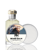 Beard balm with a label on a white background