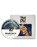 Beard balm container with tiger design and TM PH branding on a white background