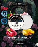 Beard balm packaging with floral and fruit elements on a mystical background