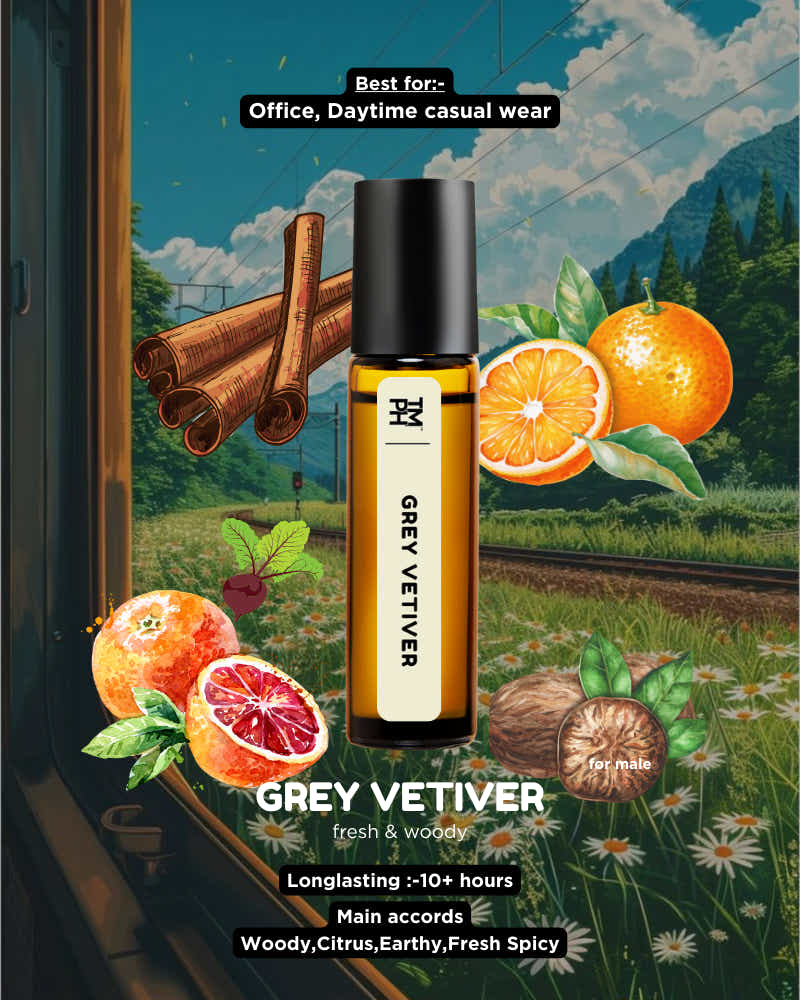 GREY VETIVER AT | Luxury Designer Attar – 10+ Hour Long Lasting Pure Oil -  Inspired by To Ford Grey Vetiver