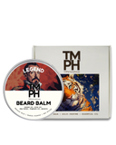 TM PH beard balm container with packaging featuring a tiger illustration on a white background