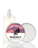 C DeclarationTMPH beard balm packaging with a bottle on a white background