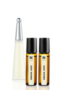 Two Issey Miyake Issey Women perfume bottles on a white background