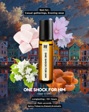 Roll-on bottle with floral elements and cityscape background
