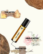 Roll-on bottle labeled 'Honey' with notes on top, middle, and base notes on a white background.