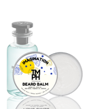 Beard balm with a bottle and container on a white background