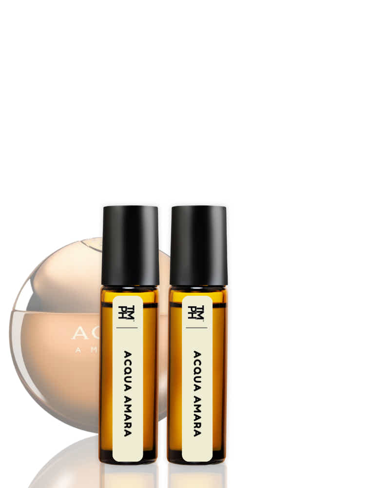Two bottles of Acqua Amara on a white background