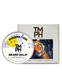 TM PH beard balm container with tiger illustration on packaging