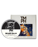 HEROD Tim Ph beard balm packaging with airplane and nature elements on a scenic background