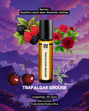 Roll-on bottle of Trafalgar Isrouge with fruits and flowers on a scenic background