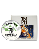 Beard balm container with packaging featuring a tiger illustration and 'TM PH' branding.