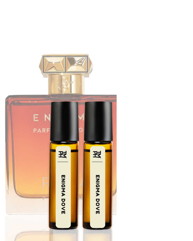 Enigma Dove perfume bottles on a white background