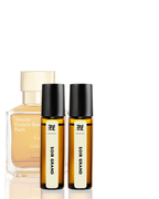 Two perfume bottles labeled 'SOIR GRAND' by Maison Francis Kurkdjian on a white background.