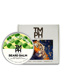 Beard balm container with tiger design on packaging and 'TM PH' branding.