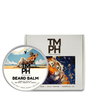 Beard balm container with 'TM PH' branding and a tiger illustration on a white background