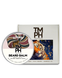 TM PH beard balm container with packaging featuring a tiger design on a white background