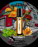 Roll-on bottle labeled 'W Eternity' with decorative elements and text on a colorful background