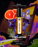 C Declaration cologne bottle with colorful abstract background