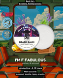 Beard balm container with scenic train window background