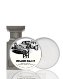 Beard balm packaging with branding on a white background