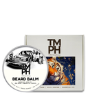 Beard balm container with lid featuring 'TM PH' branding and a tiger illustration on a white background.