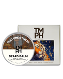 Beard balm container with tiger illustration and TM PH branding on a white background