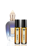 Perfume bottle and two roller bottles labeled '40 Knots' on a white background