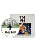 TM PH beard balm container with packaging featuring a tiger illustration on a white background