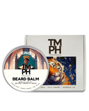 Beard balm container with 'TM PH' branding and a tiger illustration on the packaging.