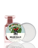 Beard balm container with cherry design on a white background