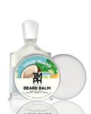 Beard balm packaging with a bottle and container on a white background