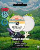 Advertisement for TM PH Viking's Choice Beard Balm with a scenic background