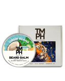 TM PH Beard Balm container with Virgin Island flavor label and packaging featuring a tiger design.