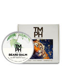 Beard balm container with 'TM PH' branding and a tiger illustration on the packaging.