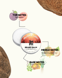 Beard balm packaging with colorful background and product details