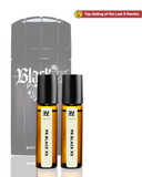Two roller bottles labeled 'PR BLACK XS' with a gray packaging sleeve on a white background.