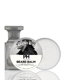 Beard balm packaging with a bottle and container on a white background