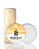 TM PH Beard Balm packaging with a gold container and white lid on a white background