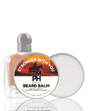 Beard balm packaging with label featuring a horse and text on a white background