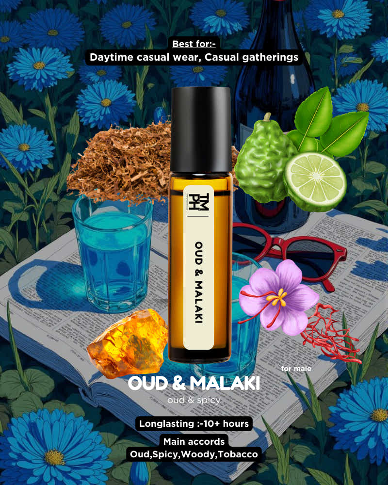 Oud & Malaki AT | Luxury Royal Niche Attar – 10+ Hour Long Lasting Pure Oil - Inspired by Od Mlki by Chp*rd